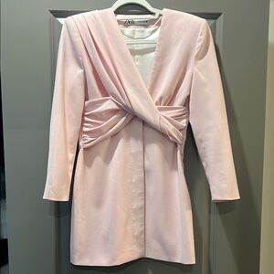 Zara Pink Long Sleeve Wrap Dress